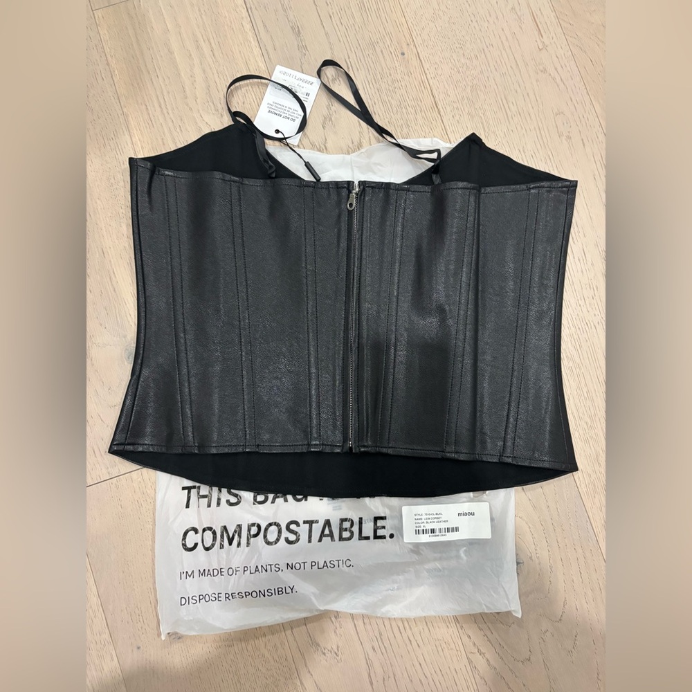 NWT- Miaou Black Faux Leather Corset- XL - Picture 3 of 5